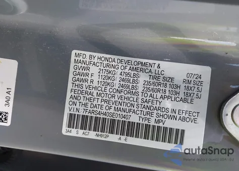 2025 Honda Cr-V Ex Awd from USA, damaged, VIN 7FARS4H40SE010407